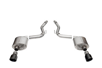 Corsa 3.0″ Dual Rear Exit Touring Axle-Back Exhaust System with 4.5″ Black PVD Pro Series Tips (2024 Mustang GT Coupe Non Active) 21256BLK
