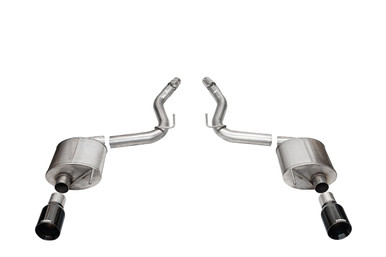 Corsa 3.0″ Dual Rear Exit Touring Axle-Back Exhaust System with 4.5″ Black PVD Straight Cut Tips (2024 Mustang GT Coupe Non Active) 21257BLK