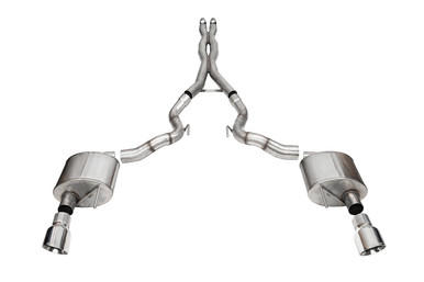 Corsa 3.0″ Dual Rear Exit Xtreme Cat-Back Exhaust System with 4.5″ Pro Series Tips (2024 Mustang GT Convertible Non Active) 21270