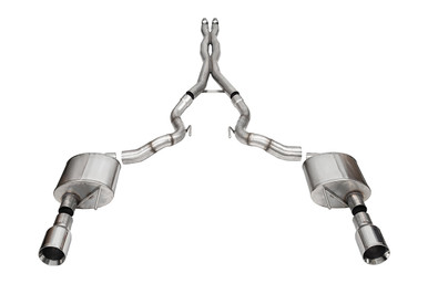 Corsa 3.0″ Dual Rear Exit Xtreme Cat-Back Exhaust System with 4.5″ Straight Cut Tips (2024 Mustang GT Convertible Non Active) 21271