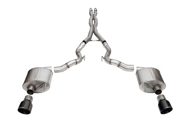 Corsa 3.0″ Dual Rear Exit Xtreme Cat-Back Exhaust System with 4.5″ Black PVD Pro Series Tips (2024 Mustang GT Convertible Non Active) 21274BLK