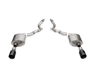 Corsa 3.0″ Dual Rear Exit Touring Axle-Back Exhaust System with 4.5″ Black PVD Straight Cut Tips (2024 Mustang GT Convertible Non Active) 21277BLK