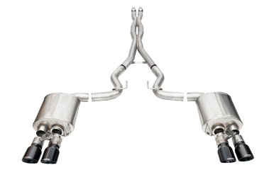 Corsa 3.0″ Xtreme Valved Cat Back Exhaust w/ Quad 4″ Black PVD Slash Tips (2024 Mustang) 21259BLK