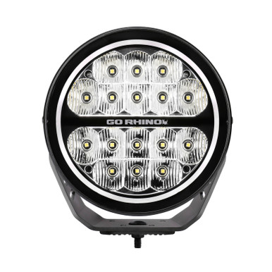 Go Rhino Xplor Blackout Series Round LED Spot Light Beam w/DRL (Surface ...