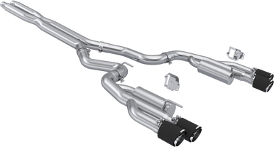 MBRP Race Series 3″ Catback Exhaust Dual Split Rear Quad Carbon Fiber Tips (2024-2025 Mustang GT) S72823CF