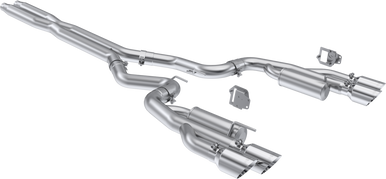 MBRP Race Series 3″ Catback Exhaust Dual Split Rear Quad T304 Stainless Tips (2024-2025 Mustang GT) S7282304