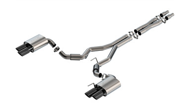 Borla 2024 Ford Mustang GT 5.0L V8 3 in ATAK Catback Non-Active Exhaust- Black Chrome Quad Tip – 140970BC