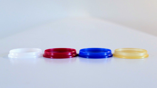 Miro Momo Candy - Beauty Ring, Friction Fit, 25mm to 22mm: White Delrin, Red Delrin, Blue Delrin, and Amber Ultem