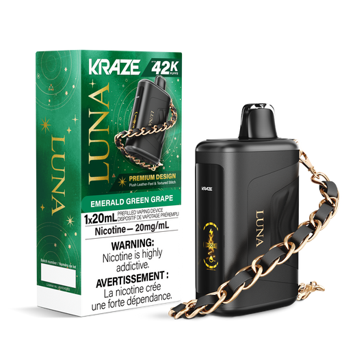 Kraze Luna 43000 Puff Disposable Vape, Emerald Green Grape
