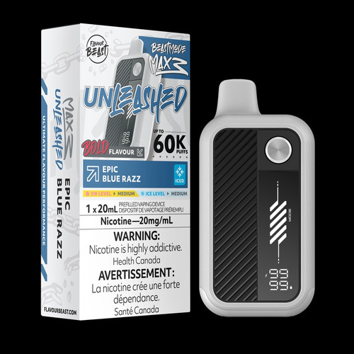 Flavour Beast - Beast Mode Max 3, 60000 Puff Disposable Vape, Unleashed Series Epic Blue Razz Iced