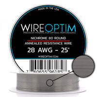 WIREOPTIM - NiChrome 80 (N80) Heating Wire, 28 Gauge, 25 feet spool