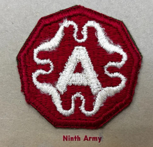 Kay Adams Collection WW 2 US Army 9th Army Patch Inv# KA060