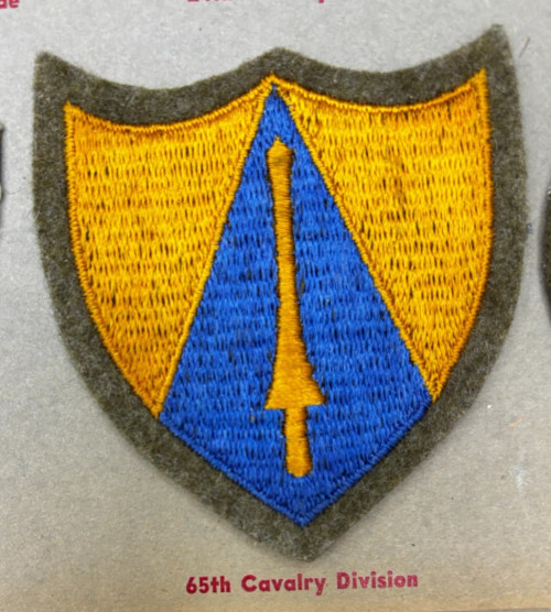 Kay Adams Collection WW 2 US Army 65th Cavalry Division Wool Patch Inv# KA118
