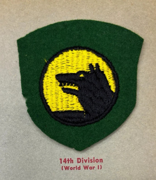 Kay Adams Collection 40's Made WW 1 US Army 14th Division Patch Inv# KA137