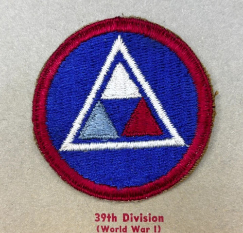 Kay Adams Collection 40's Made WW 1 US Army 39th Division Patch Inv# KA158