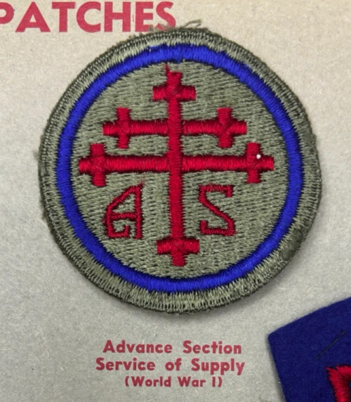 Kay Adams Coll 40's made WW1 Service Of Supply Advance Section Patch Inv# KA318