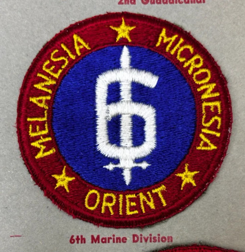 Kay Adams Collection WW 2 USMC 6th Marine Division White 6 Patch Inv# KA391
