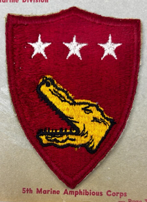 Kay Adams Collection WW 2 USMC 5th Amphibious Corps Patch Inv# KA393