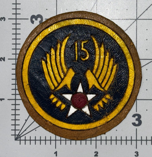 Theater Made Leather WW 2 US Army Air Forces 15th Air Force Patch Inv# K8150