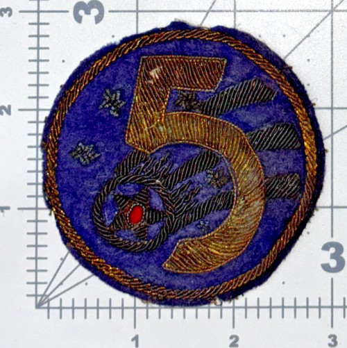 Theater Made WW 2 US Army Air Force 5th Air Force Bullion Wool Patch Inv# K8291
