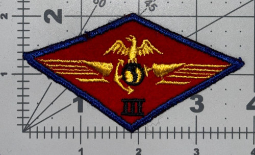 Blue Border WW 2 USMC Marine Corps Pacific 3rd Air Wing Wool Patch Inv# K8423