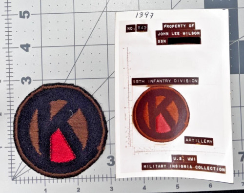 John Lee Wilson Collection WW 1  95th Division Artillery Patch