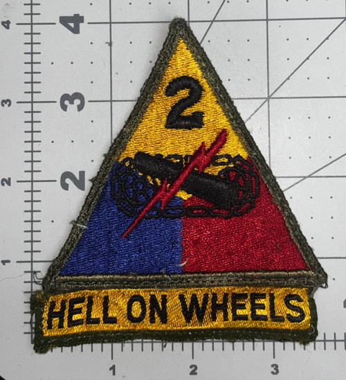 Off Uniform WW 2 2nd Armored Division Patch & Sewn On Occupation Tab Inv# K9125