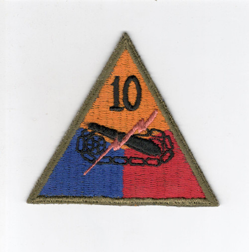 Rare Pink Lighting Bolt WW 2 US Army 10th Armored Division Patch Inv# E195