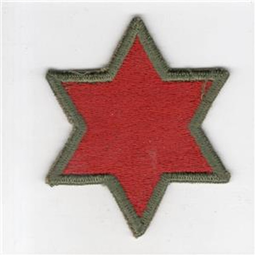 Solid White Back WW 2 US Army 6th Infantry Division OD Border Patch Inv# G203