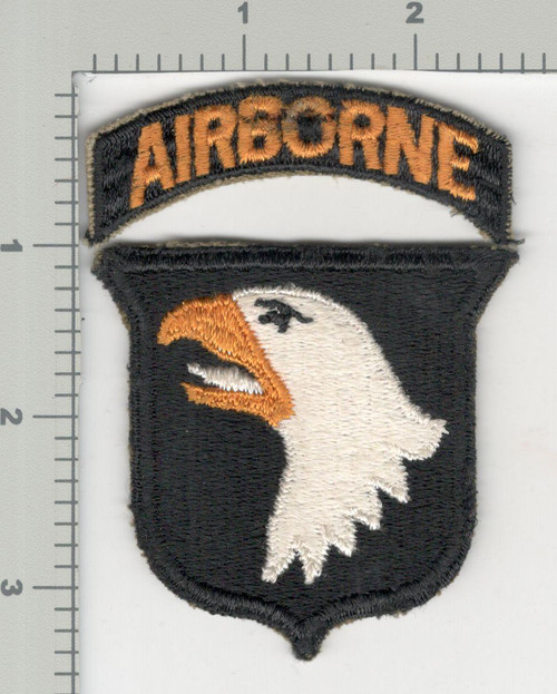 WW 2 US Army 101st Airborne Division White Tongue Greenback Patch & Greenback Tab Inv# K2819