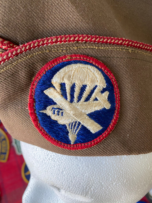 US Army Glider / Paratroops Engineer Garrison Cap & Patch Size 7? No Size Tag