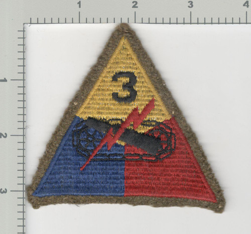 WW 2 US Army 3rd Armored Division Gemsco Ribbed Weave Wool Patch Inv# K1337