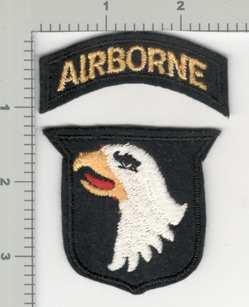 Museum Quality British Made Black Back WW 2 US Army 101st Airborne Division Patch & Tab Inv# K3159