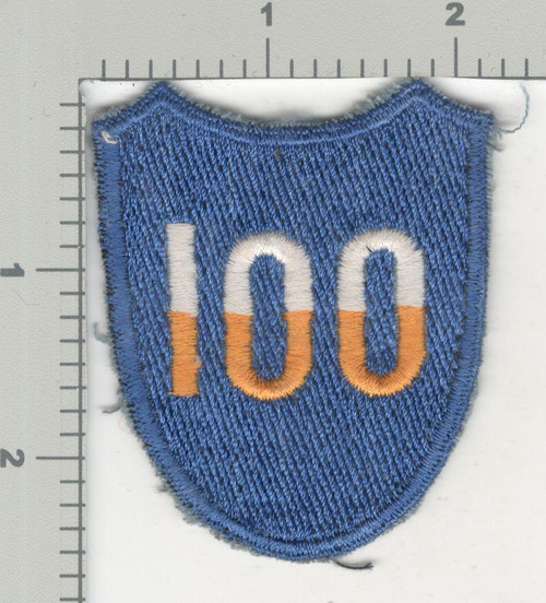 US Army 100th Infantry Division German Made Black Back Off Uniform Patch Inv# K3920