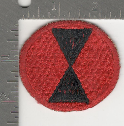 WW 2 US Army 7th Infantry Division Red Border Patch Inv# K0412