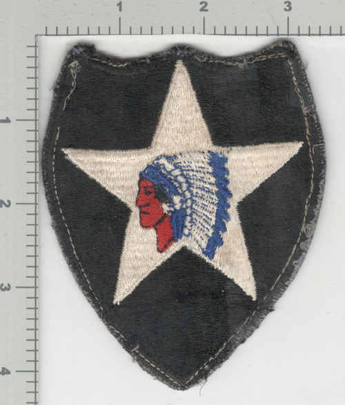 Off Uniform WW 2 US Army 2nd Infantry Division Blue Base Patch Inv# K4032