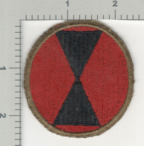WW 2 US Army 7th Infantry Division OD Border Greenback Patch Inv# K4075