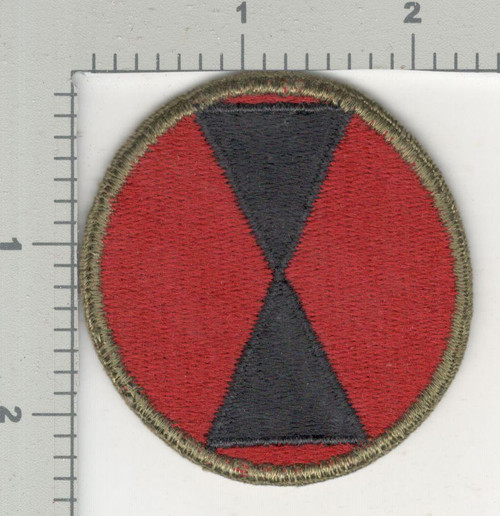 WW 2 US Army 7th Infantry Division OD Border Greenback Patch Inv# K4076