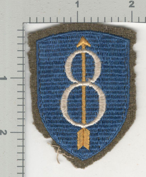 German Made 8th Infantry Division OD Border Wool Patch Inv# K4092