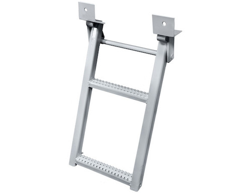2-Rung White Retractable Truck Steps with Nonslip Tread - 17.38 x 30.25 Inch
