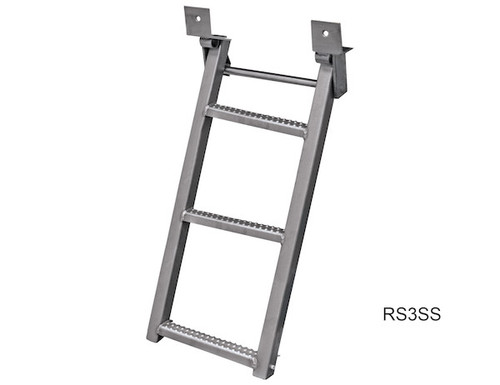 3-Rung Stainless Retractable Truck Steps with Nonslip Tread - 17.38 x 35 Inch