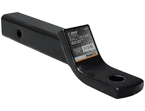 2 Inch Ball Mount With 2 Inch Drop x 10 Inch Long Tube Black