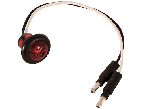 .75 Inch Round Marker Clearance Lights - 1 Red LED with Clear Lens with Stripped Leads
