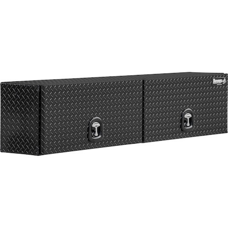 16x13x72 Inch Gloss Black Diamond Tread Aluminum Topsider Truck Box with Flip-Up Doors