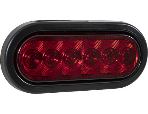 6 Inch Red Oval Stop/Turn/Tail Light With 6 LEDs Kit - Includes Grommet and Plug
