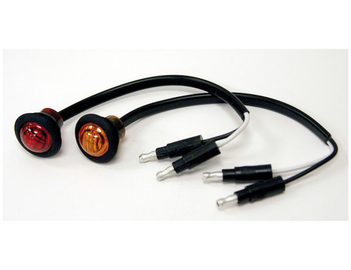 .75 Inch Round Marker Clearance Lights - 3 LED Amber With Male Bullets