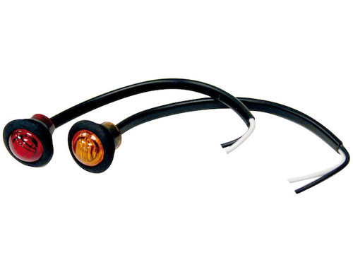 .75 Inch Round Marker Clearance Lights - 3 LED Amber With Stripped Leads-Retailed