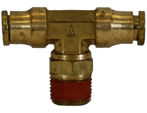 Brass DOT Push-In Swivel Male Branch Tee 1/4 Inch Tube OD x 1/8 Inch Pipe Thread