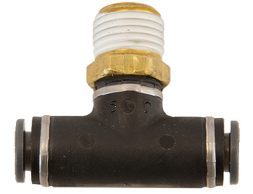 Brass/Poly DOT Push-In Swivel Male Branch Tee 1/4 Inch Tube OD x 1/4 Pipe Thread