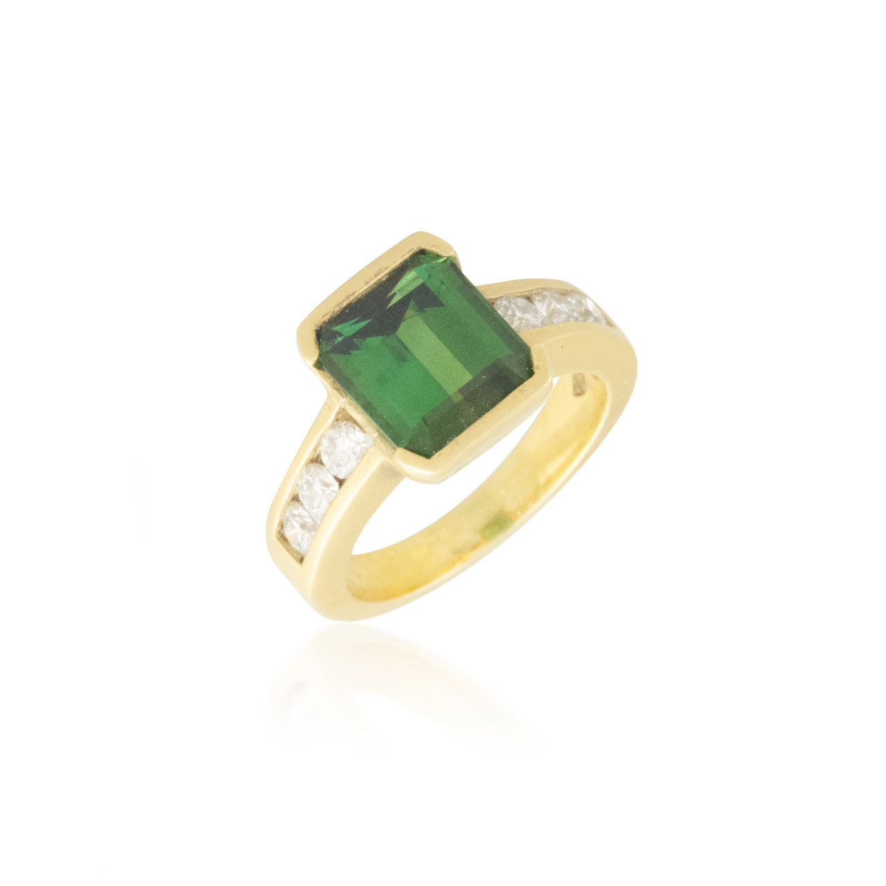 Morgan: Modern Bezel Set Yellow Gold Ring with Emerald Center Stone | Ken &  Dana Design
